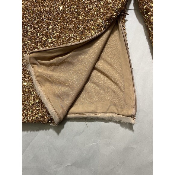 Self Portrait Gold Sequin Asymmetric Zip Top Sz 0  NWT - Picture 8 of 11